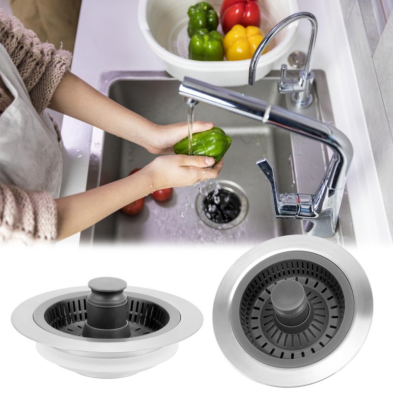 QWORK® 3-in-1 Sink Plug, Kitchen Sink Plug Strainer and Stopper