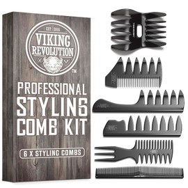 Viking Revolution Professional Styling Hair Combs for Men (6 Pieces) - Mens Comb for Hair Styling, Texturizing, Grooming and Detangling - Anti-Static, Durable and Easy to Clean