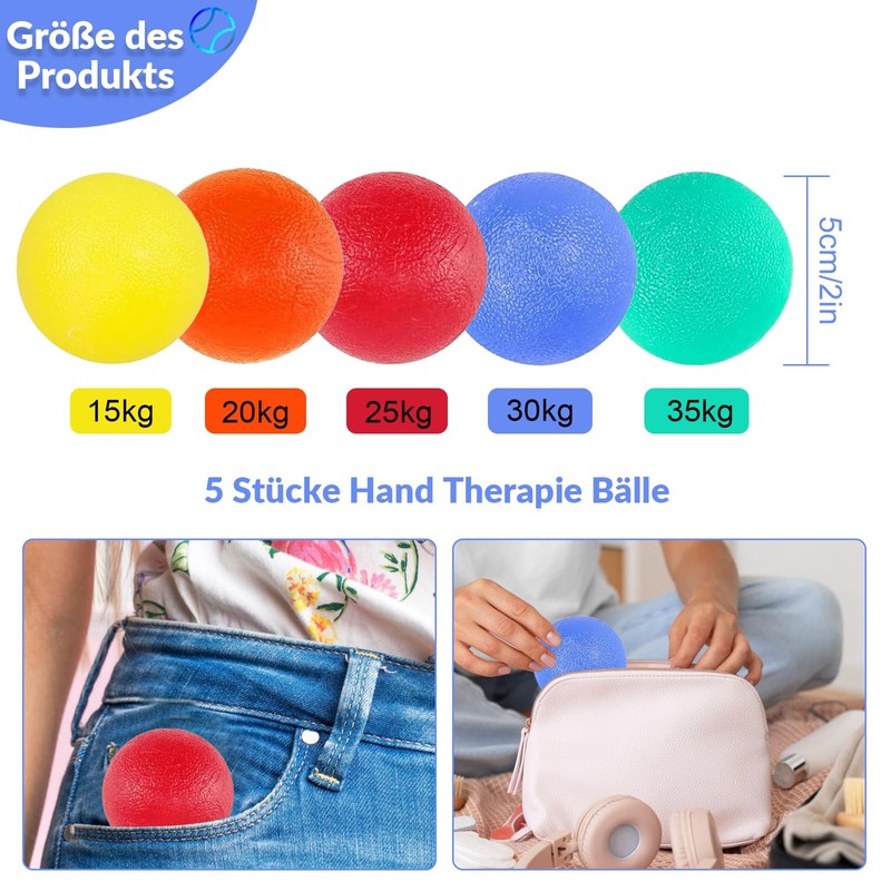 Cfcyhla Hand Therapy Balls, Egg Shaped Grip Balls, Anti-Stress Ball,