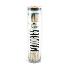 Made Market Co. Fireplace Matches in Glass Vessel | Approx. 120 Long Wood Colored Tip Safety Matchsticks for Decor | Long 10” Match Sticks | Bottle Jar Holder with Lid & Striker (Teal)