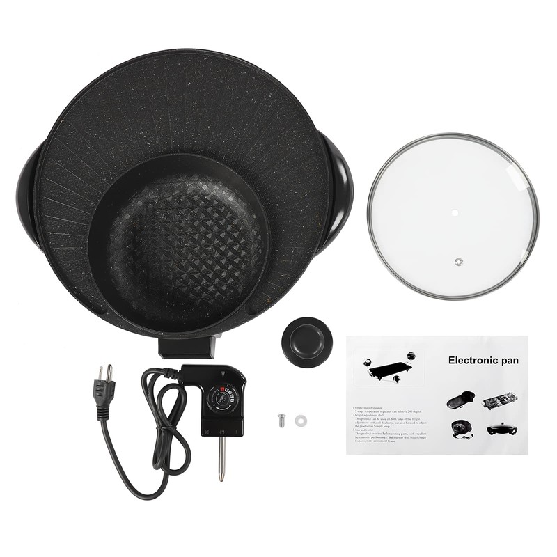 DOONARCES 110V 1350W 2-in-1 Circular Hotpot Grill Combo Round Electric