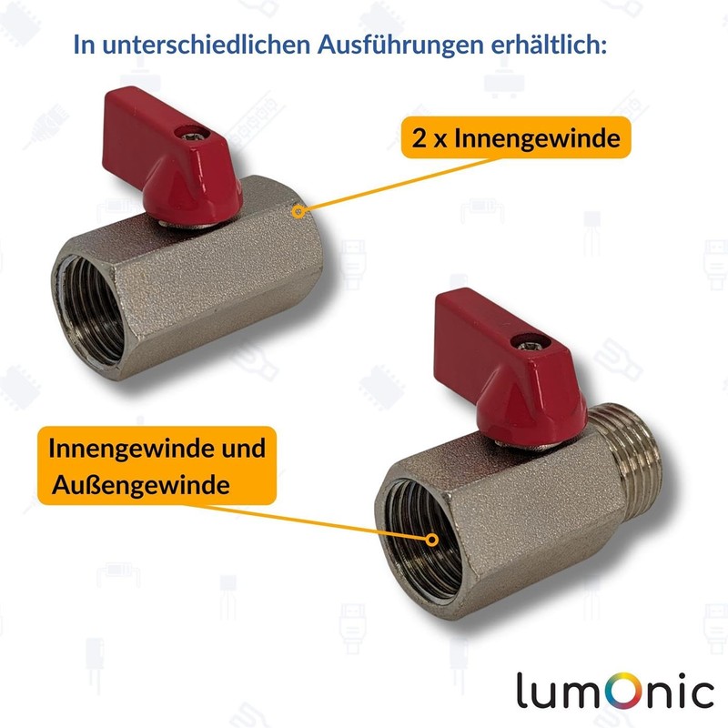 Lumonic Hexagonal ball valve with toggle handle, 3/8 inch, 2