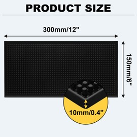 Litoexpe 1Pcs 6" x 12" Bar Mat, Black PVC Coffee Bar Service Spill Mat for Home Bar Cocktail Bartender Kitchen Countertop