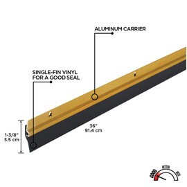 M-D Building Products 05702 36 in. Gold Aluminum and Vinyl Standard Screw-on Door Sweep