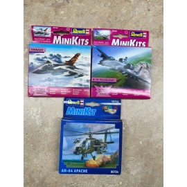 Revell NEW Lot 3 Revell Minikit Model Aircraft AH-64 Apache A-10 Thunderbolt Tornado.