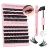 Sixstarhair Individual Eyelashes 80D+100D Thick Cluster Lashes with Bond and