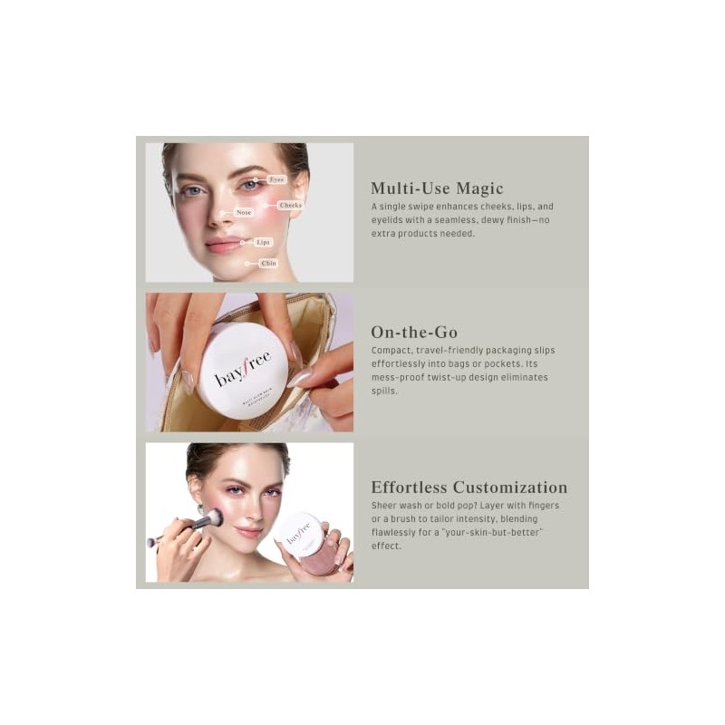 bayfree Multi Glow Balm, Cream Blush for Cheeks Lips &
