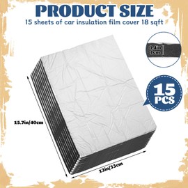 DAJAVE 394mil 18sqft Sound Deadener for Cars, 15 Pack 10mm Aluminum Foil Sound Deadening Mat Heat Insulation Material Shield Mat for Auto Hood Engine Roof Door and Trunk, 15.7x13 Inch, Silver Color