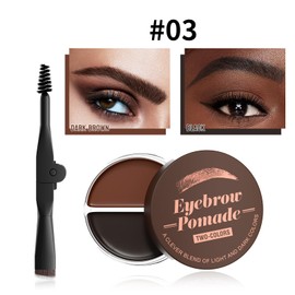 Vawolecy Eyebrow Pomade, Two-Tone Waterproof Eyebrow Pomade Cream with Brush