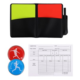 Football Referee Card Set, Red and Yellow Warning Cards with Leather Case, Log Paper, Pencil, Coin Toss, Referee Accessory Set for Training Volleyball Football Baseball Games