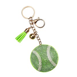 Rhinestone Baseball Keychain for Women and Men,Bling Sport Ball Keyring Keychains (Tennis Keyring)