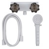 RecPro 4" Shower Handles White/Smoke with Hand Held Shower &