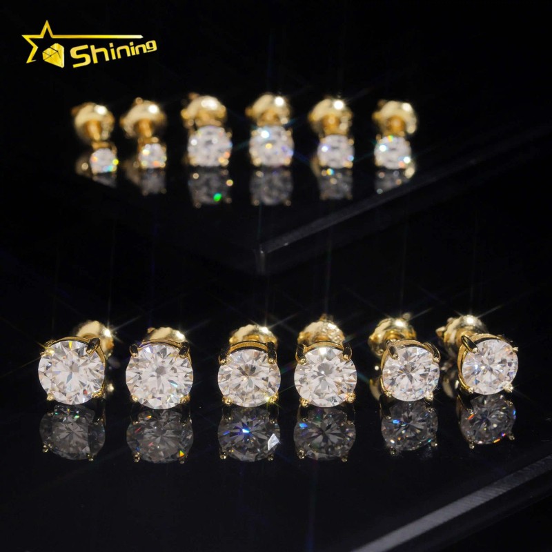 USA Warehouse Local Shipping Classical 4Prong Earring Real S925 Gold
