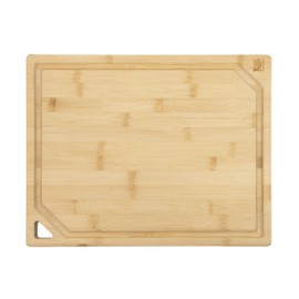 Sabatier Large Cutting Board with Perimeter Juice Trench and Recessed Handles for Entertaining and Meal Prep, Reversible Kitchen Chopping Board, Bread Board with Built-In Grooves, 11x14-Inch, Bamboo