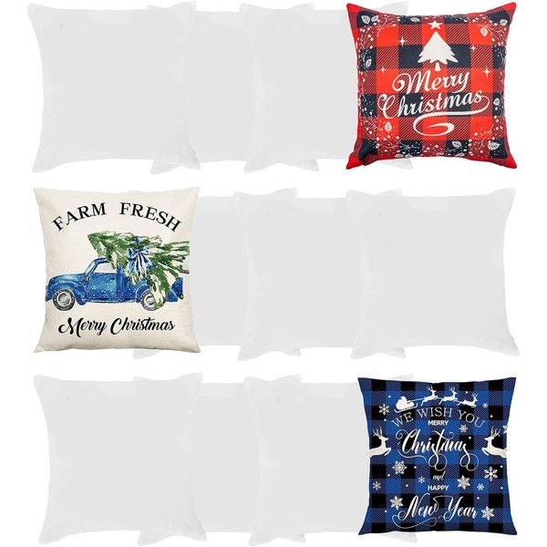 12 Pieces Sublimation Pillow Covers, 15.7 x 15.7Inch Blank Sublimation