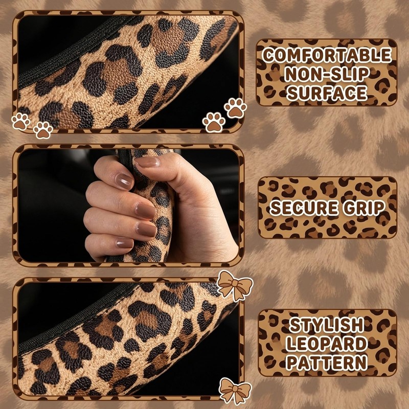 Leopard Print Car Accessories, Fashionable Steering Wheel Cover, Universal Fit