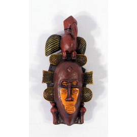 Handpainted Poly Stone African Mask Arts Assorted Magnet (Set of 6 B)