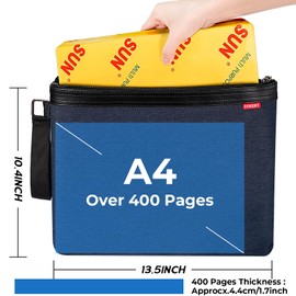 ECHSRT File Folder Document Organizer for Travel, Document Bag Zipper Pouch for Men & Women Blue