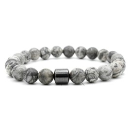 Anti-Alc/ohol Bracelet,Anti Alcoh/ol Magn/etic Bracelet Women and Men,8mm-Adjustable A/nti Alco/hol Magn/etic Bracele/t (Gray)