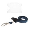 ALG ID Cards | Clear Single Sided Card Badge Holder with Coloured Lanyard Neck Holder (Dark Blue)