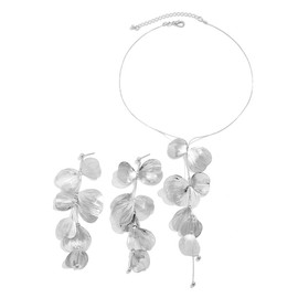 FDEETY Jewellery Set for Women Ginkgo Leaf Tassel Petal Necklace and Earrings Character and Elegance Suitable for Parties and Events, Copper
