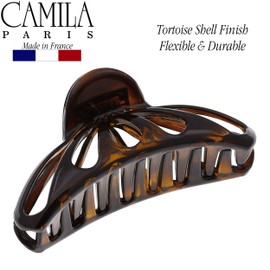 Camila Paris NV110 French Hair Clip for Women Thick Hair for Long Curly Wavy Hair, Gold, Girls Hair Claw Clips Fashion Styling Hair Accessories for Women, Strong Hold No Slip Grip, Made in France