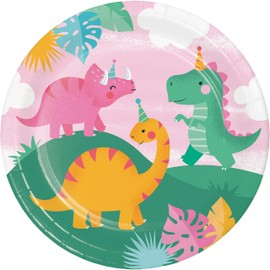Trendware Girl Dino Party Paper Plates, 24 ct