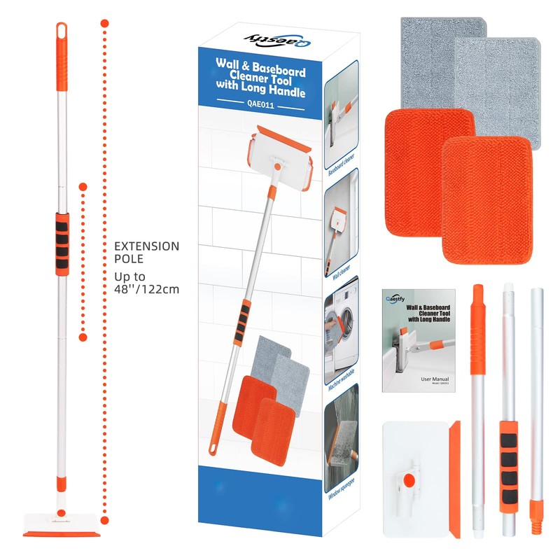 Qaestfy Wall & Baseboard Cleaner Mop Tool with 49'' Long
