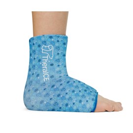 TheraICE Junior Ankle Ice Pack Wrap for Swelling, Reusable for Sprained Ankle Injuries, Cold Therapy Sock Compression, Plantar Fasciitis Relief, Achilles Tendonitis, Sore Feet, Foot & Heel (X-Small)