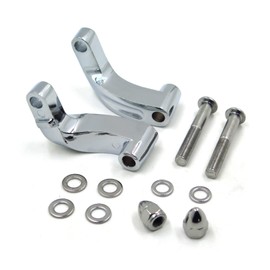 HASkulle Motorcycle Mirror Extenders Chrome Mirror Relocation Extension Adapter Kit Compatible with Harley Davidson Heritage Flstc Fxcwc Super Glide Fxdc Wide, Silver