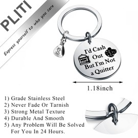 PLITI Casino Gift Slot Machine Keychain Casino Lover Gift Gambler Gift I'd Cash Out But I'm Not A Quitter Gambling Keyring (Cash Quitter kyCA)