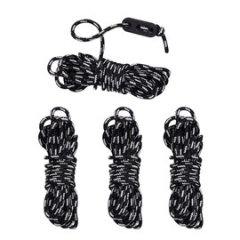 10T Tent Line Night Cord Set of 4 - Reflective Tent Cord Guy Line 4 m Length, Diameter 4 mm, Safe Camping Rope with Three Hole Tensioner