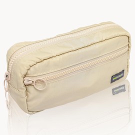 Medium Capacity Pencil Case 2 Compartment Pencil Pouch Pen Bag for School Teen Girl Boy Men Women - Beige