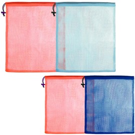 Drawstring Gym Bag Nylon Mesh Bag 13.8"X15.7", 10.2”X11.8” with Cord Lock Closure for Collecting Toys Travel Sports (4, Multicolor)