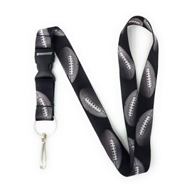 Vinylcation Football Lanyard for Men, Women, Kids, and Sports Fans - Long and Soft with Detachable Buckle and Split Ring Keychain for School, ID Badge, or Work