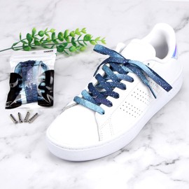 5Chaos Cool Printed Funny Shoelaces, Novelty Galaxy Patterned Shoe Laces for Women Kids Girls Men, Fun Custom Shoestring with Aglets 1Pair (31" (80CM), Blue Galaxy)