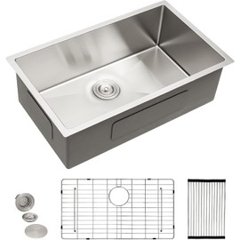 30 Undermount Kitchen Sink - Fulorni 30"x18" Kitchen Sink Under Counter 16 Gauge T304 Stainless Steel Single Bowl Basin