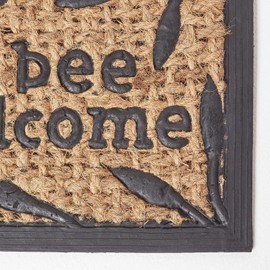 HOMESCAPES Bee Door Mat Rubber and Coir Anti-Slip Doormat for Indoor and Outdoor Use W 75 x H 25 cm
