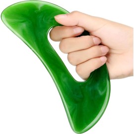 Gua Sha Massage Tool with Handle Resin - Lymphatic Drainage Massager for Men & Women, Pink, Ideal for Full Body Shaping Comfort derma roller men - Colour: green