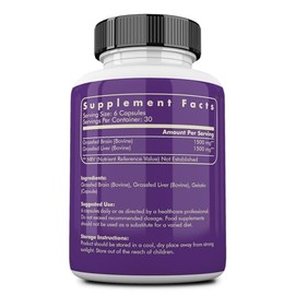 Ancestral Supplements Suplemento cerebral de carne de res alimentado con pasto con hígado de res - 180 cápsulas