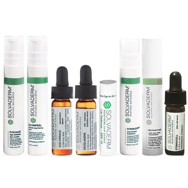 Solvaderm Skin Essentials Starter Pack - 8-Piece Collection Of Treatments For The Eyes, Face, Neck & Chest, With Powerful Anti-Aging & Skin-Rejuvenating Benefits For All Skin Types