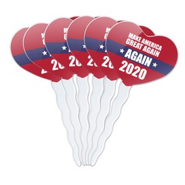 Make American Great Again Again 2020 Heart Love Cupcake Picks Toppers Decoration Set of 6