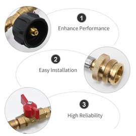 5Ft Propane 2 Way Splitter Adapter Hose 1 lb to 20 lb Converter with Shut Off Valve for Camping Stove, Gas Grill, Portable Heater