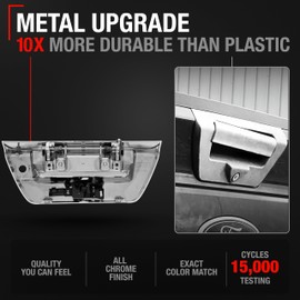 Tailgate Handle Latch Replacement, Upgraded Metal - Compatible with 2018-2024 Ford F-150 (Manual Type) - Exterior Tailgate Assembly, All Chrome w/Keyhole, Camera Hole - OEM JL3Z-9943400-EB-ACHMT