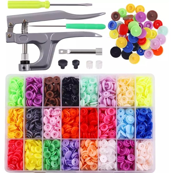 384Pcs Snaps Plastic Buttons with Snaps Pliers Set for Clothes