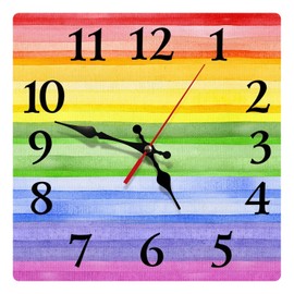 astylishome Wall Clock Art Square Colorful Silent Non Ticking 30 cm Clocks Decoration for Home Bedroom Living Room Bathroom Kitchen Office Lounge Decor 0601