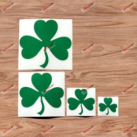 Shamrock Clover 3 Leaf Ireland Irish Vinyl Green Decal Sticker - 4 Pack Reflective, 2 Inches, 3 Inches, 5 Inches, 6 Inches - for Car Boat Laptop Cup Phone
