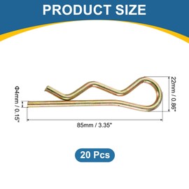 uxcell 20 Pcs Hitch Pin Clip, 4mm x 85mm R Clips Colored Zinc Spring Steel Retaining Wire Hair Pins Cotter Pin Assortment Kit Clips for Trailer Tractors Mower Carts Truck Pin Clip