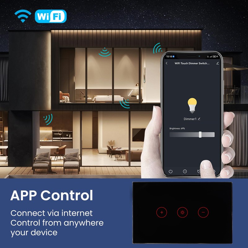 LOUYSGEN Smart Dimmer Switch Need Neutral Wire No Hub Required,2.4GHz