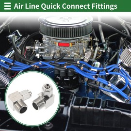 INFINAUTO Push to Connect Air Fittings 4mm / 5/32" 90 Degree Elbow Air Line Quick Joint Nickel Plated Copper 9.7mm / 1/8"BSPT 2 Pcs Silver Tone